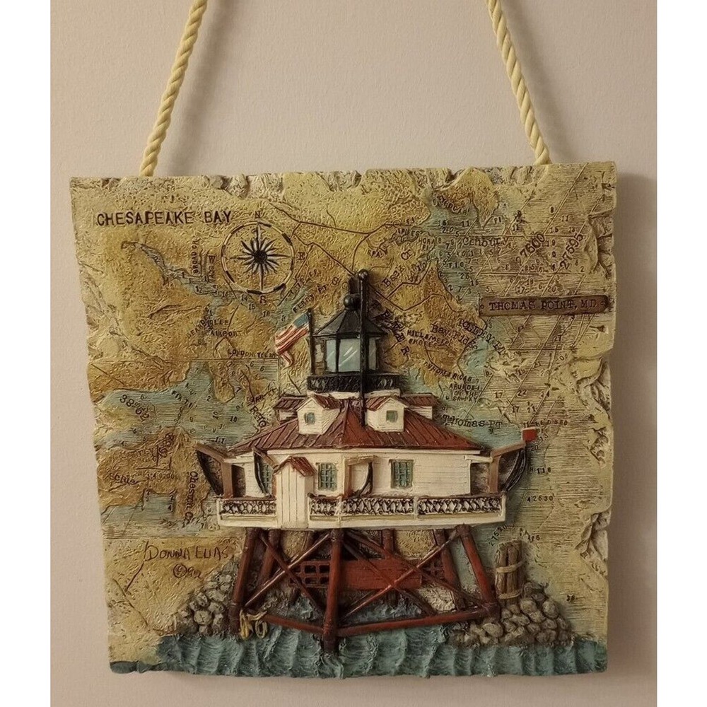 Thomas Point, MD Lighthouse 3D Tile Table Stand or Hang Art Wall Plaque 7.5"